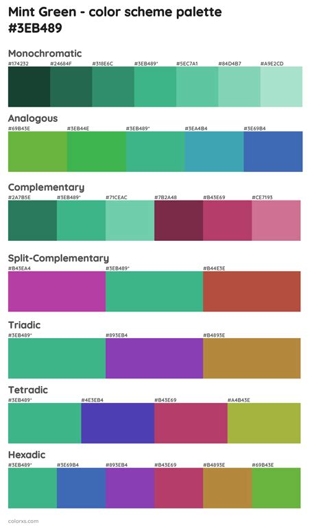 Mint Green Color Palettes And Color Scheme Combinations Colorxs Com