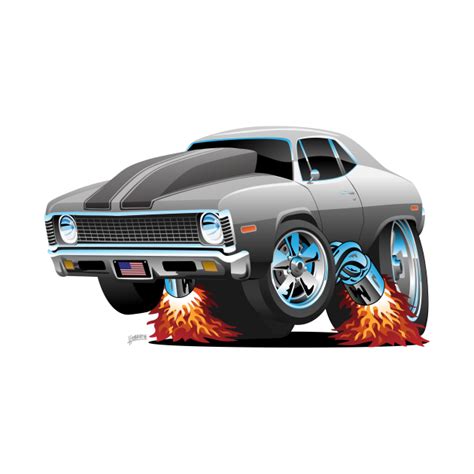 Classic American Muscle Car Hot Rod Cartoon Muscle Car