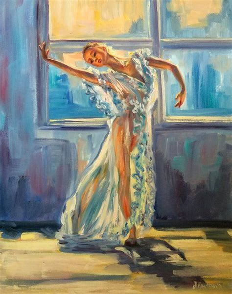 Ballerina Painting Ballet Dancer Original Art Dancing Woman Window