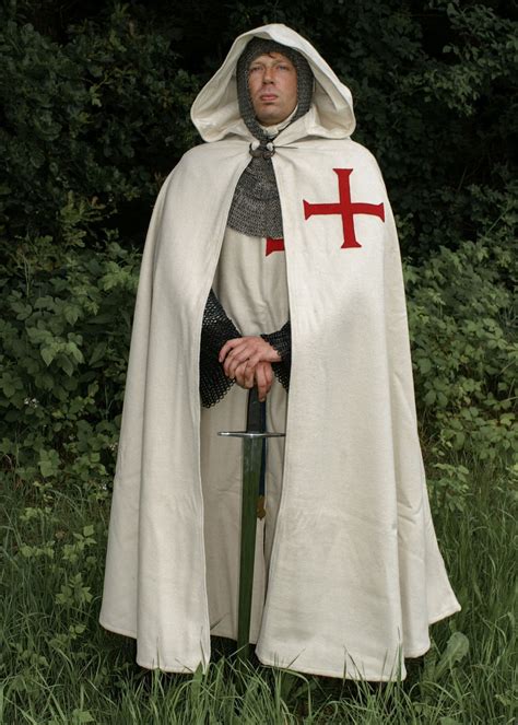 Templar Knight Cloak White With Red Cross