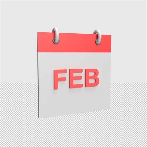 Premium Psd 3d February Calendar Rendered Object Illustration