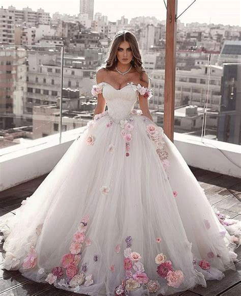 Ball Gown Wedding Princess Dresses Luxury 3d Lace Flowers Ball Gown