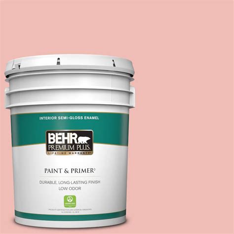 Behr Premium Plus 5 Gal Bic 04 Pink Taffy Semi Gloss Enamel Low Odor