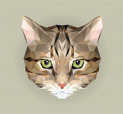 Cat In Polygon Style Triangle Illustration Of Animal For Use As A