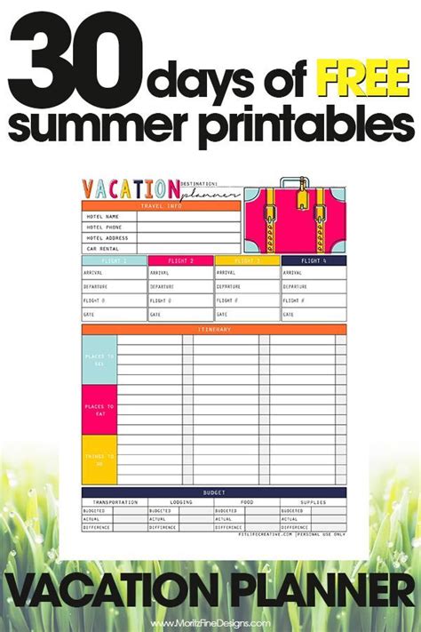Vacation Planner Free Printable Guide For Vacation Planning