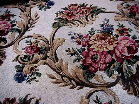 Floral Tapestry Fabric Vintage Rose Pattern Heavy Woven Etsy