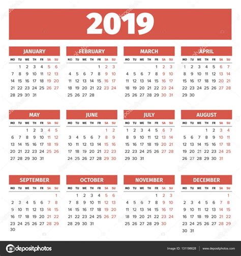 Calendario 2019 M谩s De 150 Plantillas Para Imprimir Y Descargar Gratis