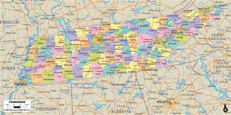 Tennessee State Map With Counties World Map