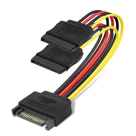 Csecurity 15 Pin SATA Power Y Splitter Cable SATA Male To Dual SATA