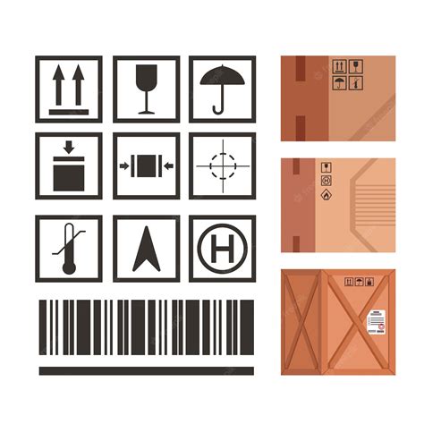 Premium Vector Industrial Package Marking Set Package Handling Icons