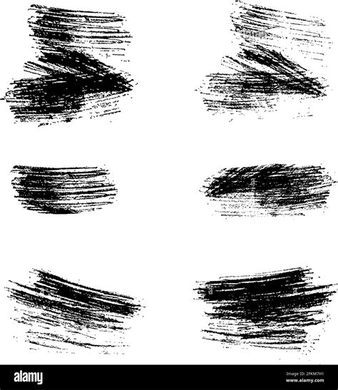 Set Of 6 Hand Drawn Pencil Stroke Scribbles Grunge Textured Lines
