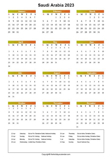 Saudi Arabia Holidays 2023 Saudi Arabia Calendar 2023 Printable