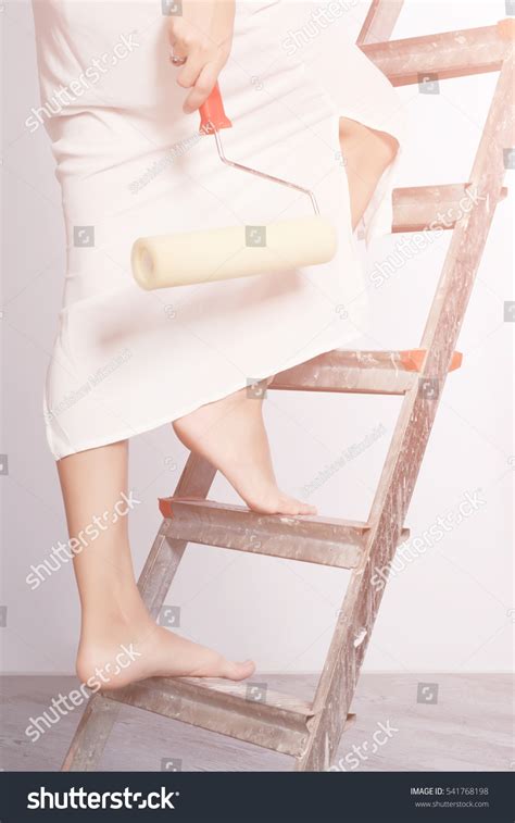 Barefoot Girls Legs Climbing Ladder Girl Stock Photo Edit Now 541768198