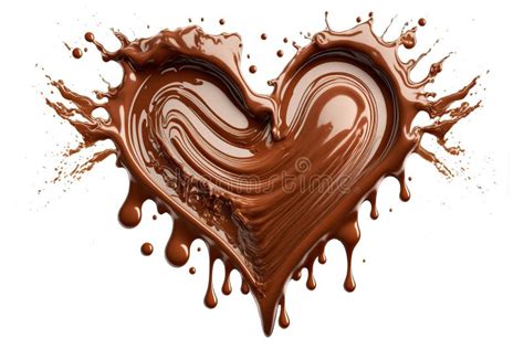 Flatlay Of Liquid Chocolate Heart With Drops And Splashes Stock Illustration Illustration Of