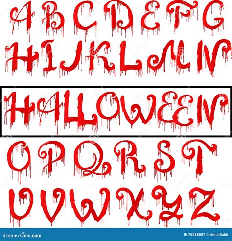 Texto Rojo De La Sangre Letras Del Horror De Halloween Ejemplo Del