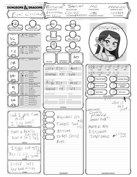 Emi Dandd Character Sheet 5e Hands Held In The Snow