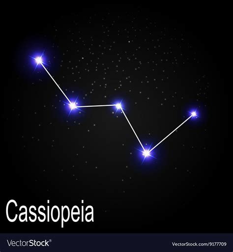 Cassiopeia Constellation With Beautiful Bright Vector Image On
