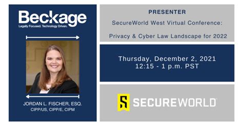 Jordan Fischer To Present At Secureworld West Virtual Conference On