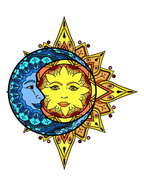 Celestial Sun And Moon Printable Digital Download Sun Moon Etsy