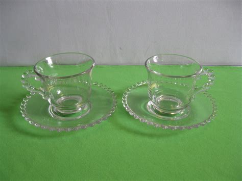 Cup And Saucer Sets Vintage Imperial Glass Candlewick Usa Haute Juice