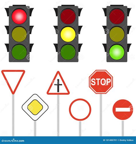 Road Signs And Traffic Lights A Flashing Traffic Light Stock Vector