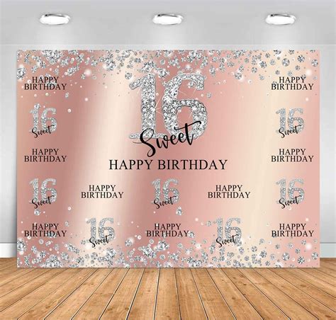 Buy Sensfun Rose Gold Sweet 16 Birthday Backdrop Girls Sweet Sixteen