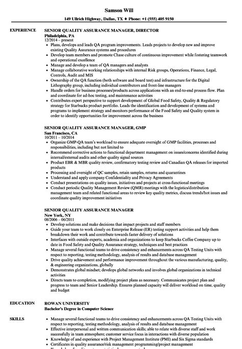 You may want to tailor it to fit a specific job description. Senior Quality Assurance Manager Resume Samples | Velvet Jobs