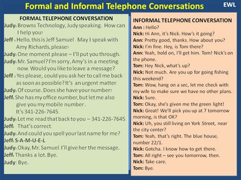 Formal And Informal Telephone Conversations Vocabulary Home