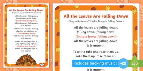 All The Leaves Are Falling Down Autumn Leaf Song Twinkl