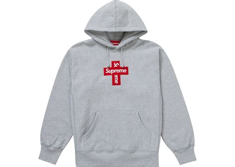 Supreme Cross Box Logo Hooded Sweatshirt Heather Grey Mens Fw20 Us