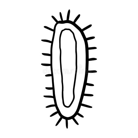 Lindo Doodle Bacterium Bacillus Virus Aislado Ilustración Del Vector