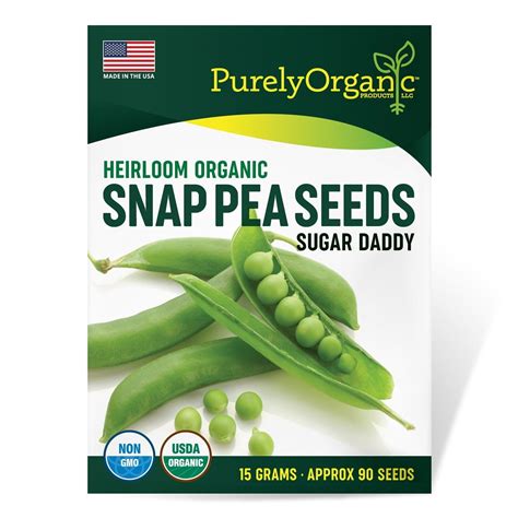 Purely Organic Heirloom Snap Pea Seeds Sugar Daddy Approx 90 Seeds