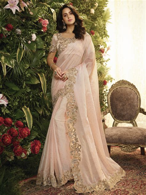 Fancy Fabric Light Pink Color Saree With Art Silk Light Pink Color
