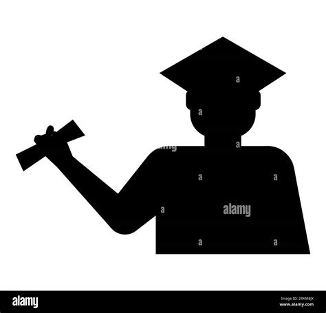 Black Silhouette Of A Graduated Man In A Graduation Gown With Diplomas