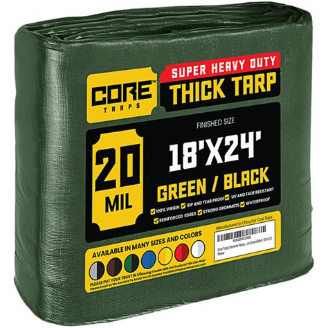 Core Tarps 18 X 24 Green Black Extreme Heavy Duty Weatherproof 20