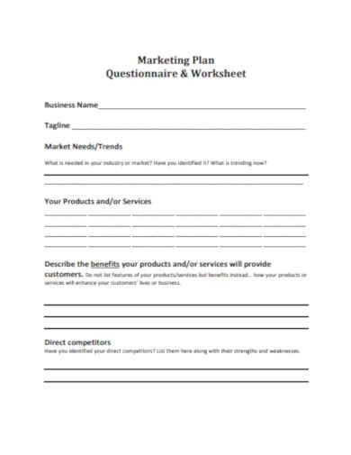 6 Marketing Questionnaire Templates In Pdf Doc