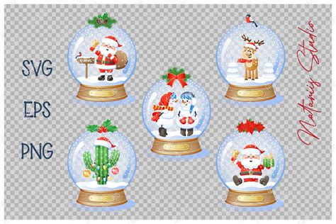 Digital Christmas Set With 5 Funny Snow Globes 946398 Characters