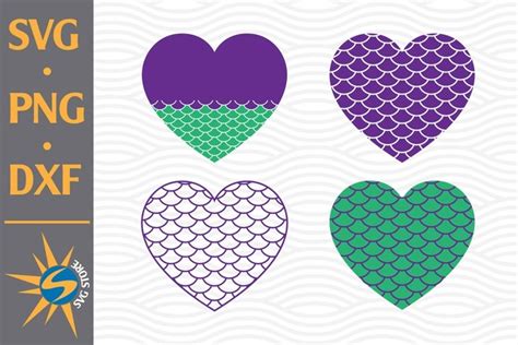 Heart Mermaid SVG PNG DXF Digital Files Include