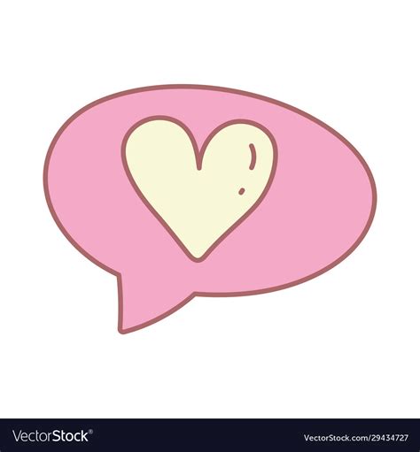Speech Bubble Heart Love Message Cartoon Cute Vector Image