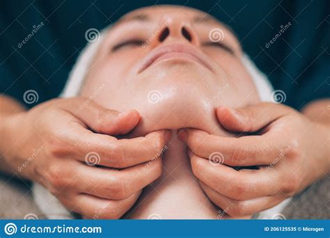 Chin And Jawline Face Lifting Massage Stock Image Image Of Beautician