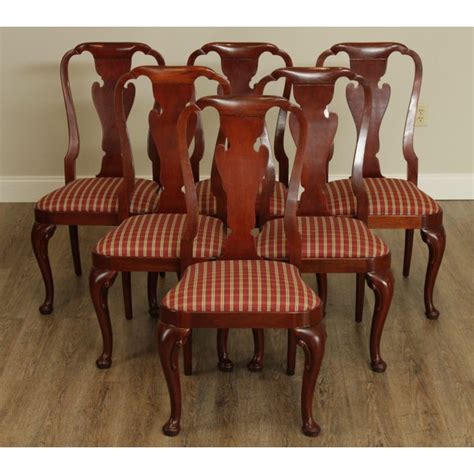 Baker Mahogany Set 6 Queen Anne Style Dining Chairs Chairish
