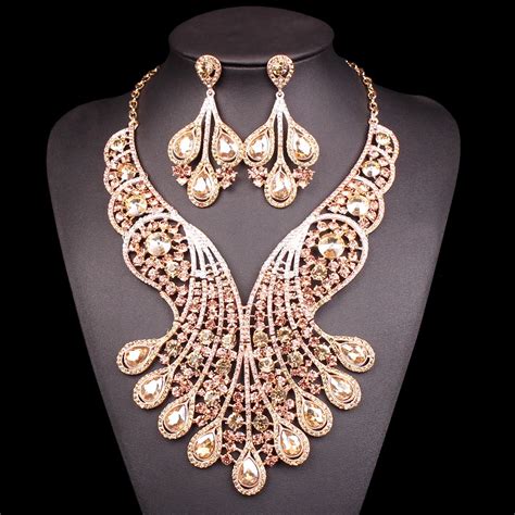 Aliexpress Com Buy Big Crystal Bridal Jewelry Sets Wedding Costume Jewelry Indian Necklace