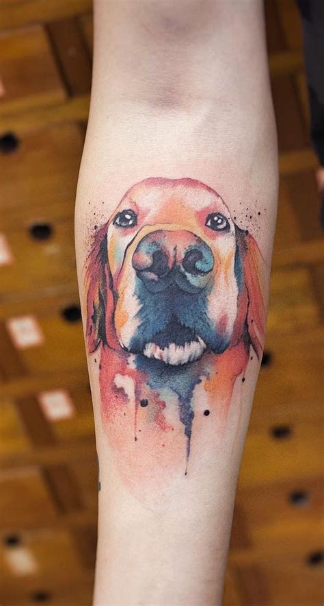 Cute Watercolor Dog Tattoo © Tattoo Artist Chenjienewtattoo 💟🐲💟🐲💟🐲💟🐲💟