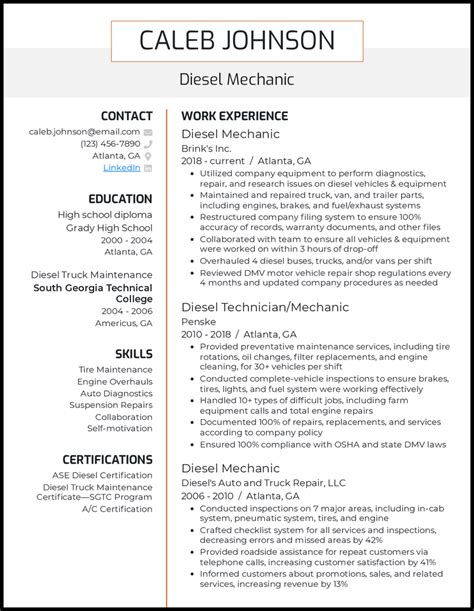 7 Auto Mechanic Resume Examples That Worked In 2024