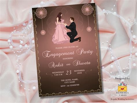 Editable Engagement Invitation Template Engagement Card Instant