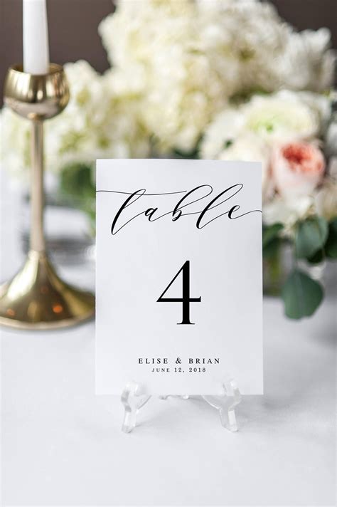 Printable Table Numbers Table Number Template Wedding Table Numbers