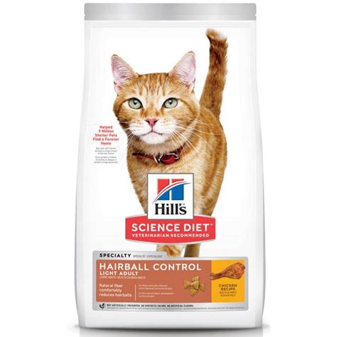 The healthy fiber in this product helps move food and hairs in the digestive tract. Science Diet Adult Hairball Control Light Dry Cat Food