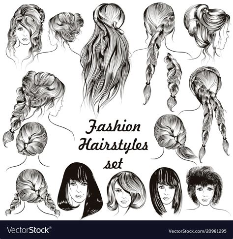 Fashion Different Female Hairstyles Set Royalty Free Vector