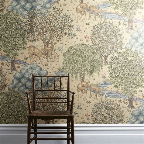 The Brook By Morris Linen Wallpaper Wallpaper Direct Linen