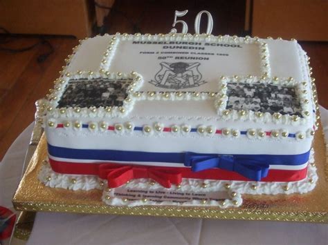 A 50th Class Reunion Cake With Images From The 2 Clases Special